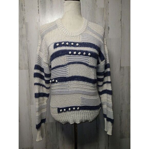 Madewell Women’s Small Beige Blue Sweater Merino Wool Alpaca Cotton Blend - Picture 3 of 9